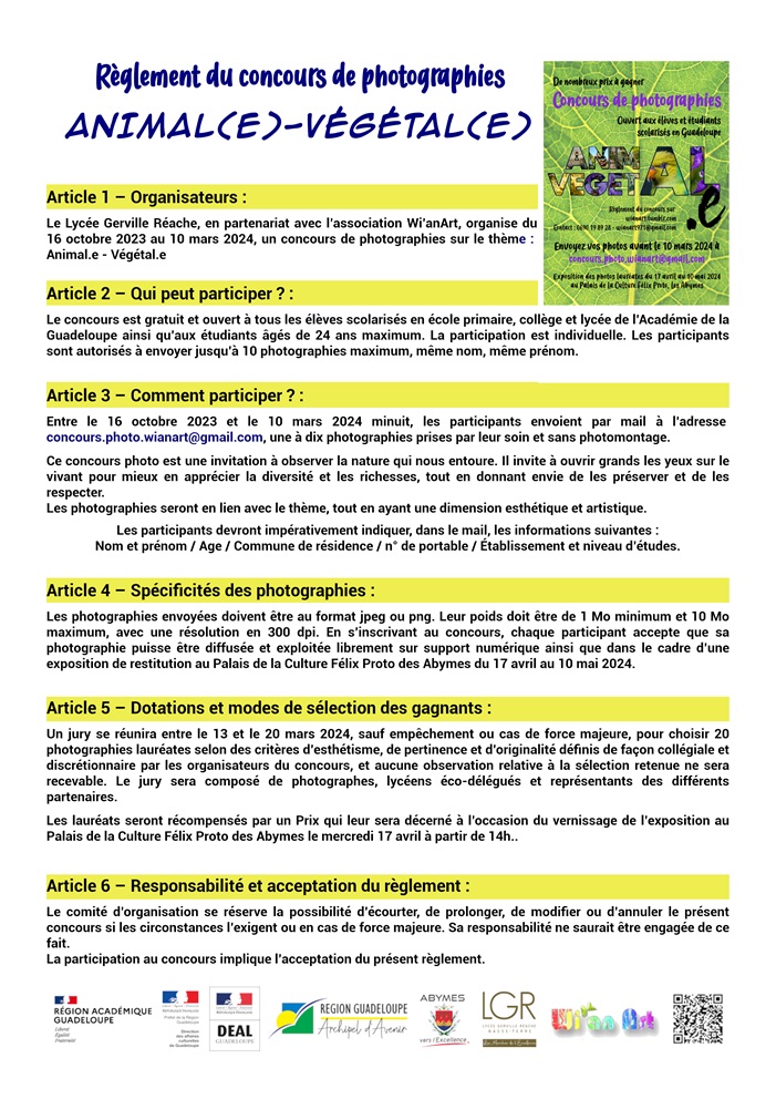 Règlement concours wianart 2024