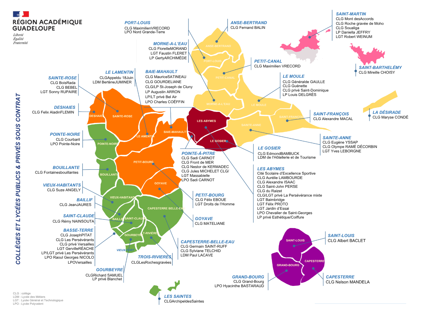 carte des collèges et lycées publics et privés (MAJ 15102026)