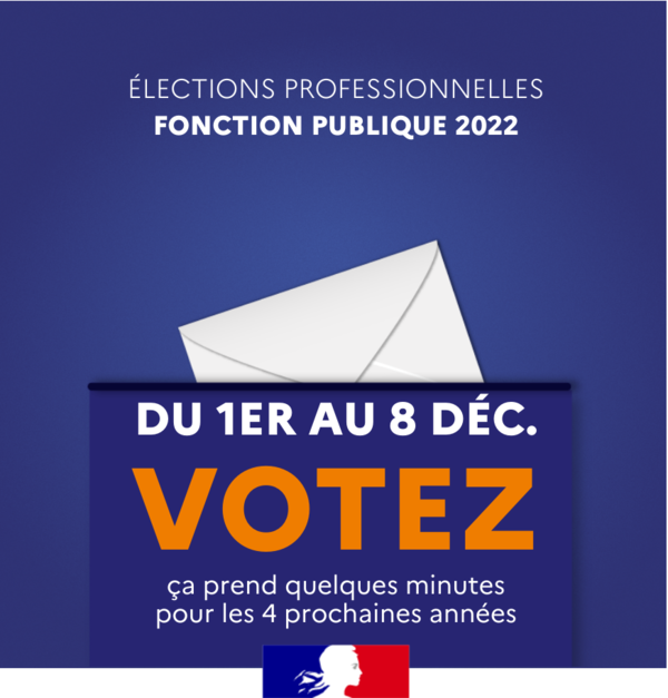 Du premier eu huit décembre - votez - élections professionnelles - fonction publique 2022