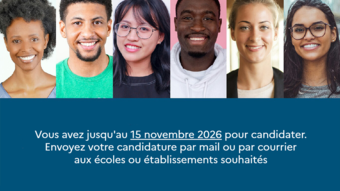 Vous avez jusqu'au 15 novembre 2026 pour candidater. Envoyez votre candidature par mail ou par courrier aux écoles ou établissements souhaités